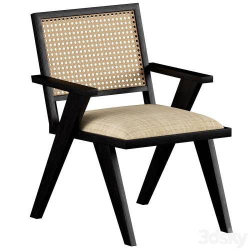 '3dsky Pro - Annette Black Upholstered cane dining chair' '3dsky Pro - Annette Black Upholstered cane dining chair'