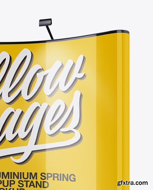 Yellowimages - Glossy Aluminium Spring Pop-Up Stand Mockup - Front View - 20997