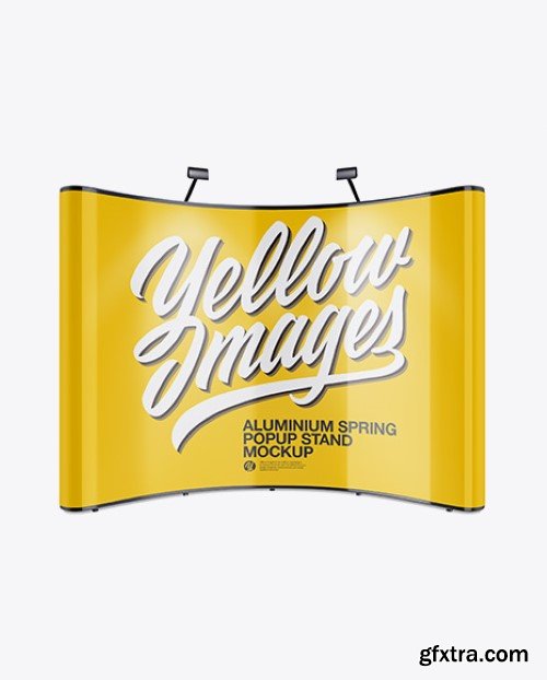 Yellowimages - Glossy Aluminium Spring Pop-Up Stand Mockup - Front View - 20997