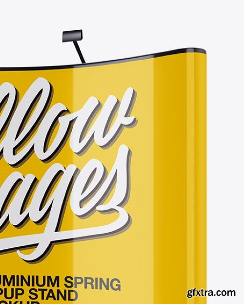 Yellowimages - Glossy Aluminium Spring Pop-Up Stand Mockup - Front View - 20997