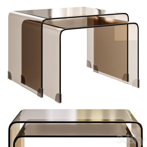 '3dsky Pro - Set of two stackable coffee tables made of tempered glass Joan'