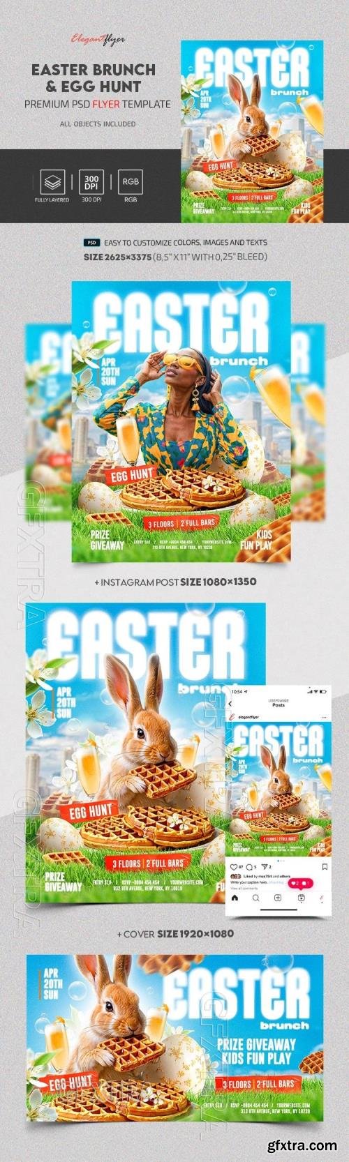 Easter Brunch & Egg Hunt - Premium Flyer template (PSD) Easter Brunch & Egg Hunt - Premium Flyer template (PSD)