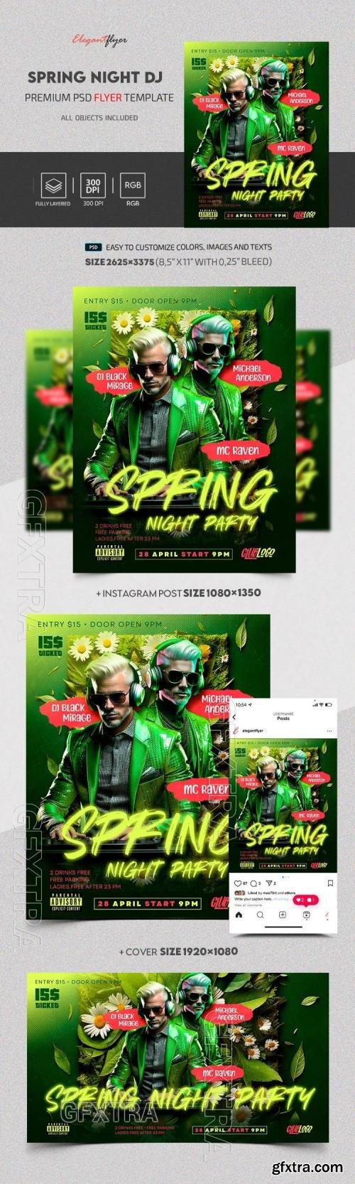 Spring Night DJ - Premium Flyer template (PSD)