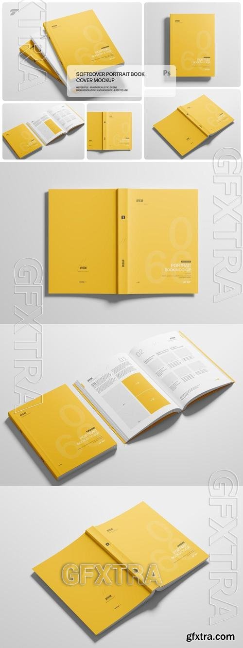 Softcover Portrait Book Mockup Set 6CYNY2E
