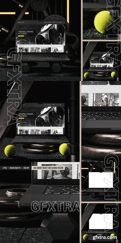 Gym Scene Laptop Screen Mockup D3B5FC2