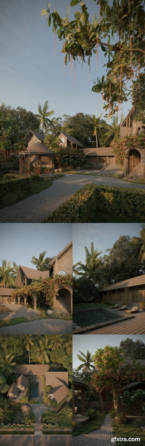 3ds Max Villa Exterior Scene