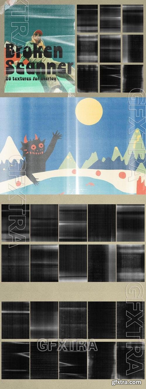 20 Broken Scanner Texture Paper Overlays TR8NNLH