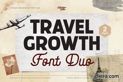 CreativeMarket - Travel Growth Vintage Font Duo