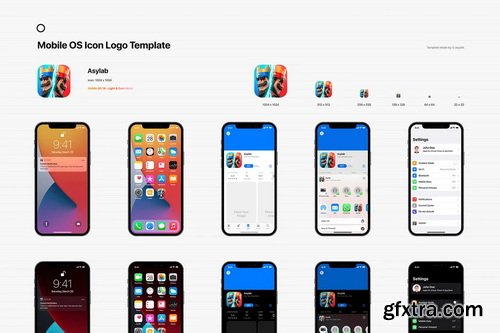 Asylab - iOS 14 Icon Template Mockup