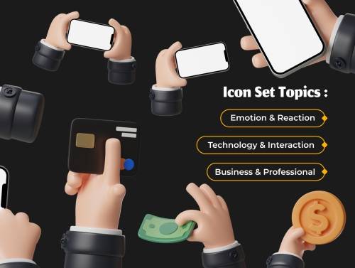 'Handy Hands - Hand Gesture 3D Icon Pack V 2.0'