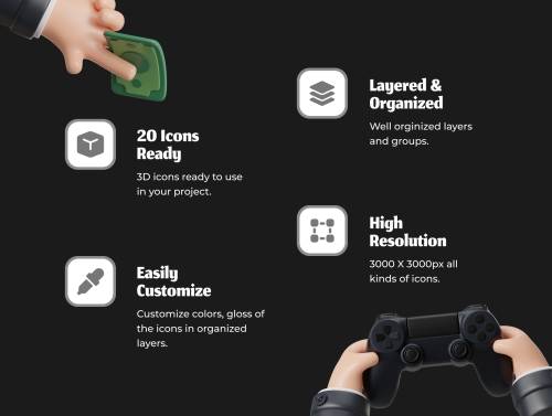 'Handy Hands - Hand Gesture 3D Icon Pack V 2.0'