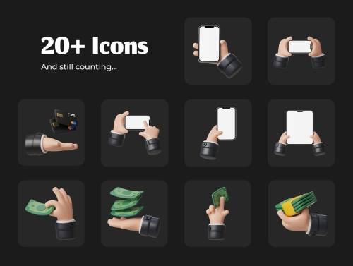 'Handy Hands - Hand Gesture 3D Icon Pack V 2.0'