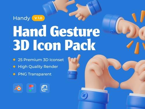 'Handy Hands - Hand Gesture 3D Icon Pack V 1.0'