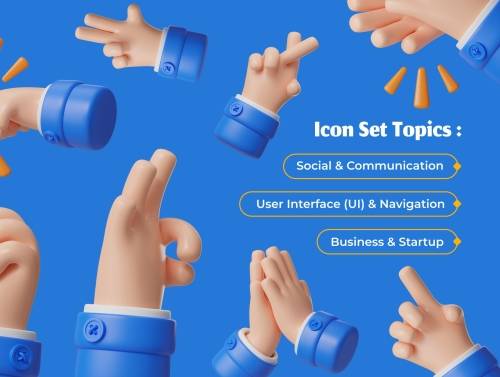 'Handy Hands - Hand Gesture 3D Icon Pack V 1.0'