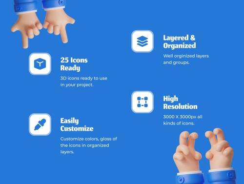 'Handy Hands - Hand Gesture 3D Icon Pack V 1.0'