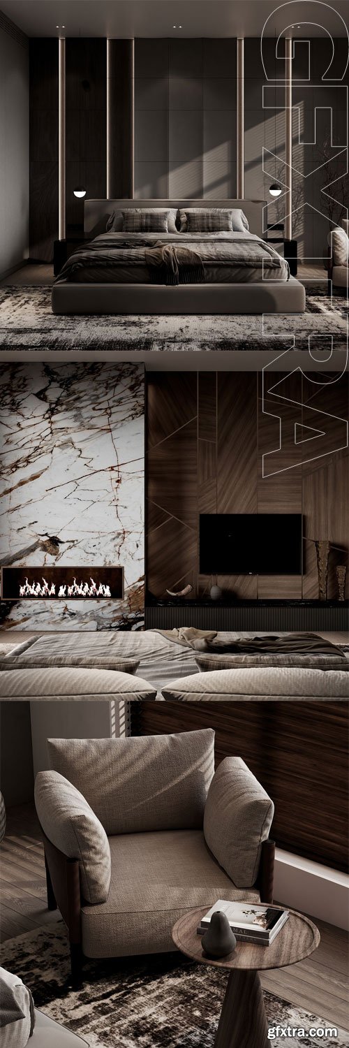 Modern bedroom 112 - 3D Scene