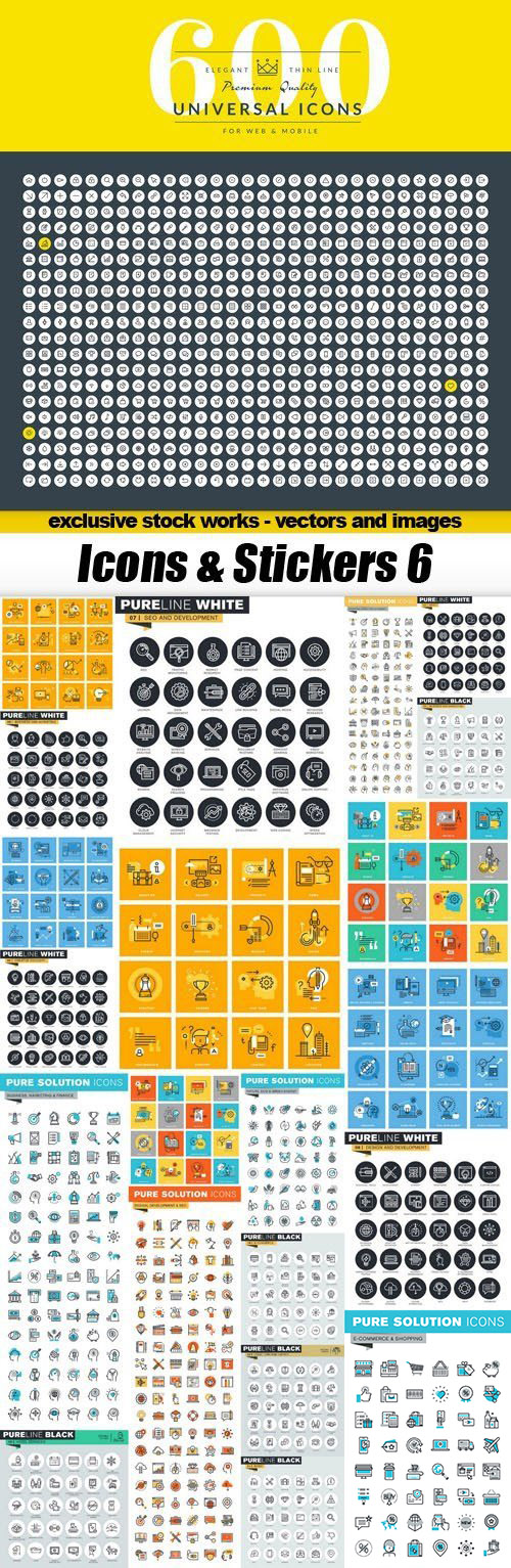 Icons &amp; Stickers #6, 25xEPS