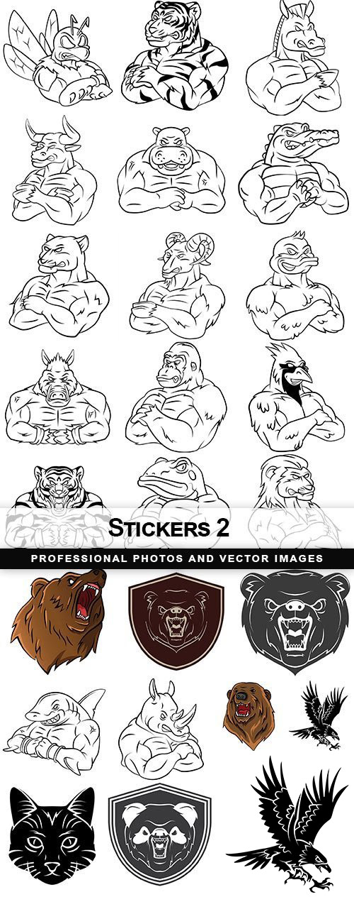 Animal Stickers #2, 25xEPS