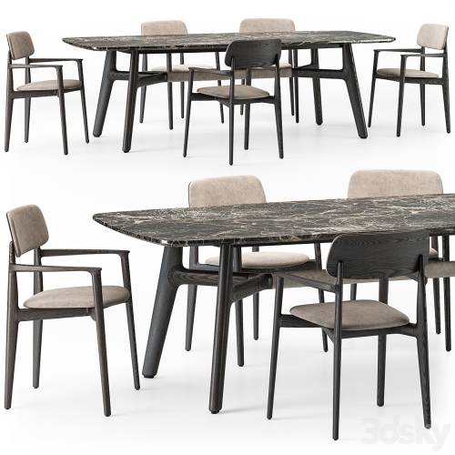 '3dsky Pro - Poliform Curve dining table armchair set' '3dsky Pro - Poliform Curve dining table armchair set'