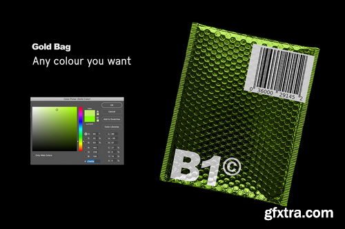 Creativemarket - Gold Plastic Bag Mockup - 3696605