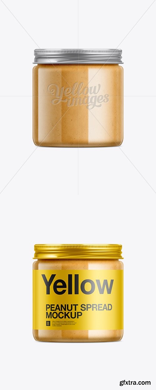 YellowImages - Clear Plastic Jar with Peanut Butter Mockup 10757