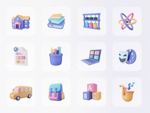 'Educally - Education 3D Icon Set' 'Educally - Education 3D Icon Set'