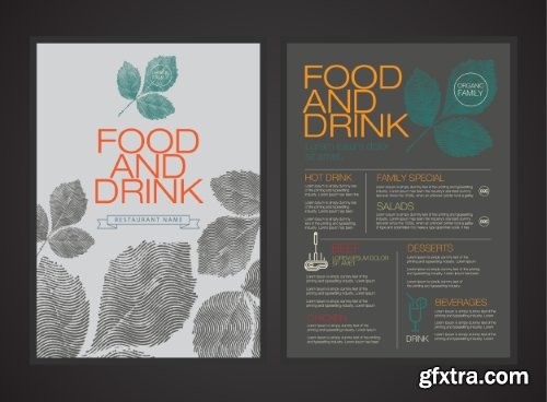 Fast Food, Cooking, Meal & Drink Menus #1, 25xEPS