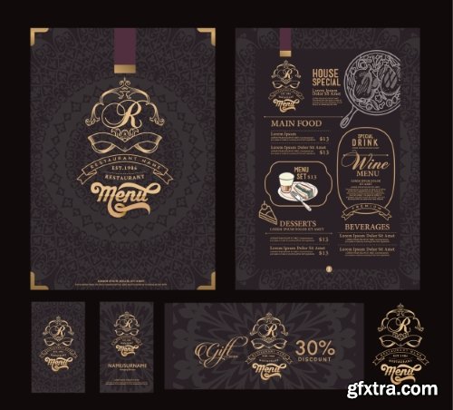 Fast Food, Cooking, Meal & Drink Menus #1, 25xEPS