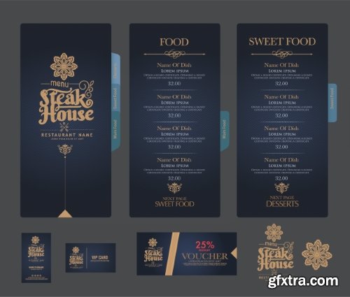 Fast Food, Cooking, Meal & Drink Menus #1, 25xEPS