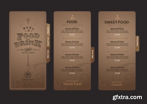 Fast Food, Cooking, Meal & Drink Menus #1, 25xEPS