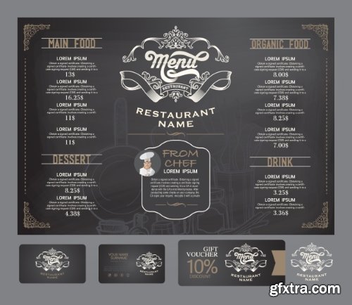 Fast Food, Cooking, Meal & Drink Menus #1, 25xEPS