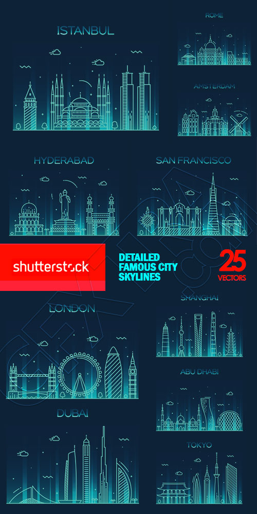 Detailed Famous City Skylines 30xEPS Detailed Famous City Skylines 30xEPS