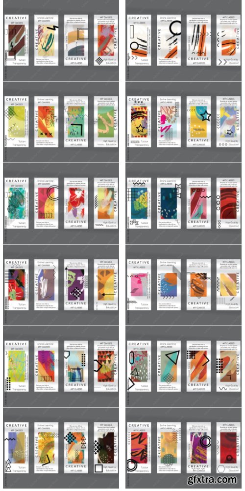 Flyer Layout With Black Shapes And Bright Abstract Rectangle On White 28xAI