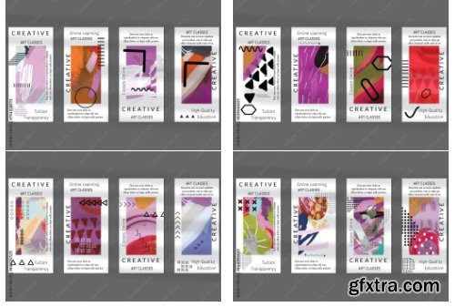 Flyer Layout With Black Shapes And Bright Abstract Rectangle On White 28xAI