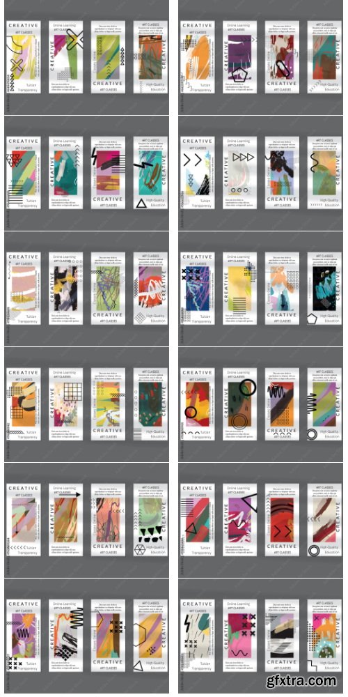 Flyer Layout With Black Shapes And Bright Abstract Rectangle On White 28xAI