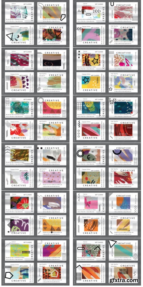 Flyer Layout With Black Shapes And Abstract Bright Rectangle On White 32xAI