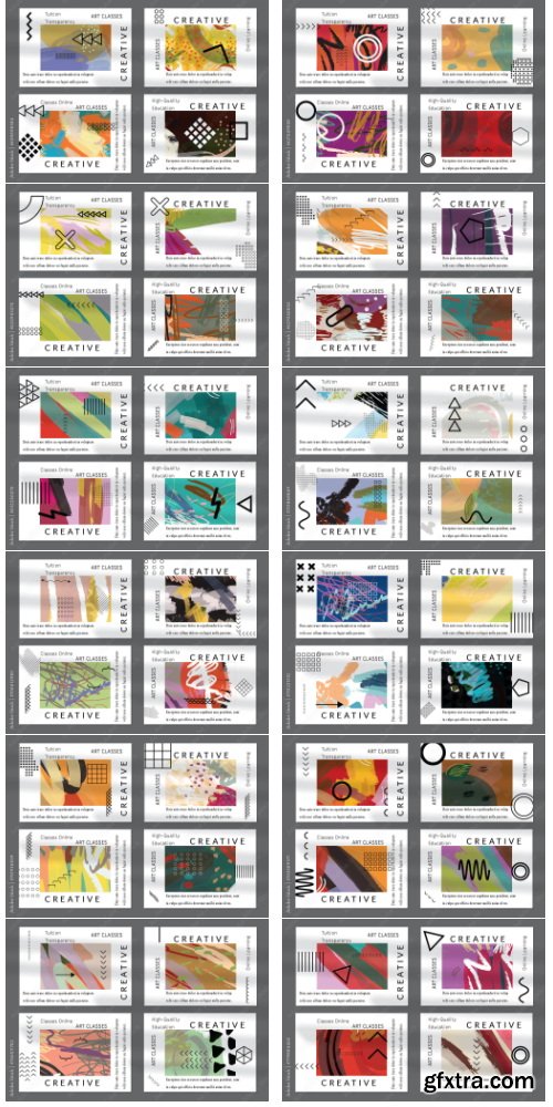 Flyer Layout With Black Shapes And Abstract Bright Rectangle On White 32xAI