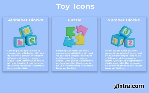 3D Toy Icon Set Bundle Design Model