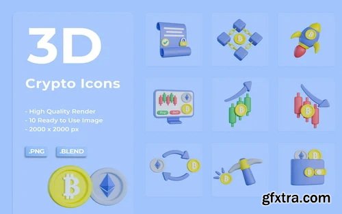 3D Crypto Icon Bundle Design Model