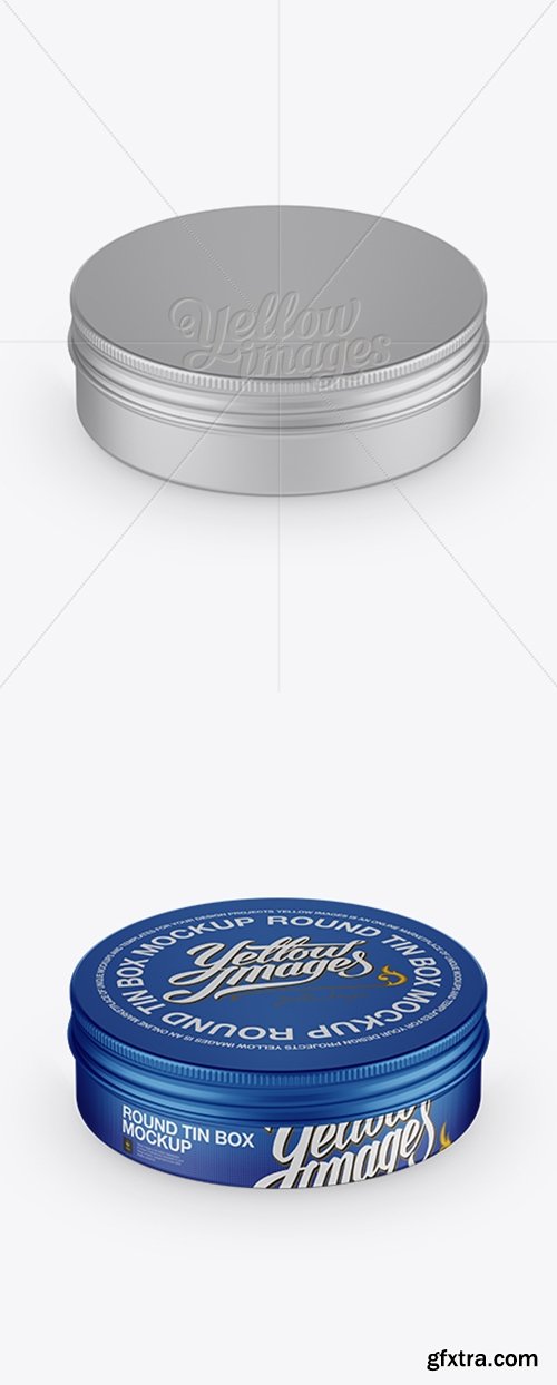 YellowImages - Matte Metal Round Tin Box Mockup - Front View (High-Angle Shot) - 14443