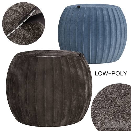 '3dsky Pro - Velvet Pleated Round Pouf Ottoman'