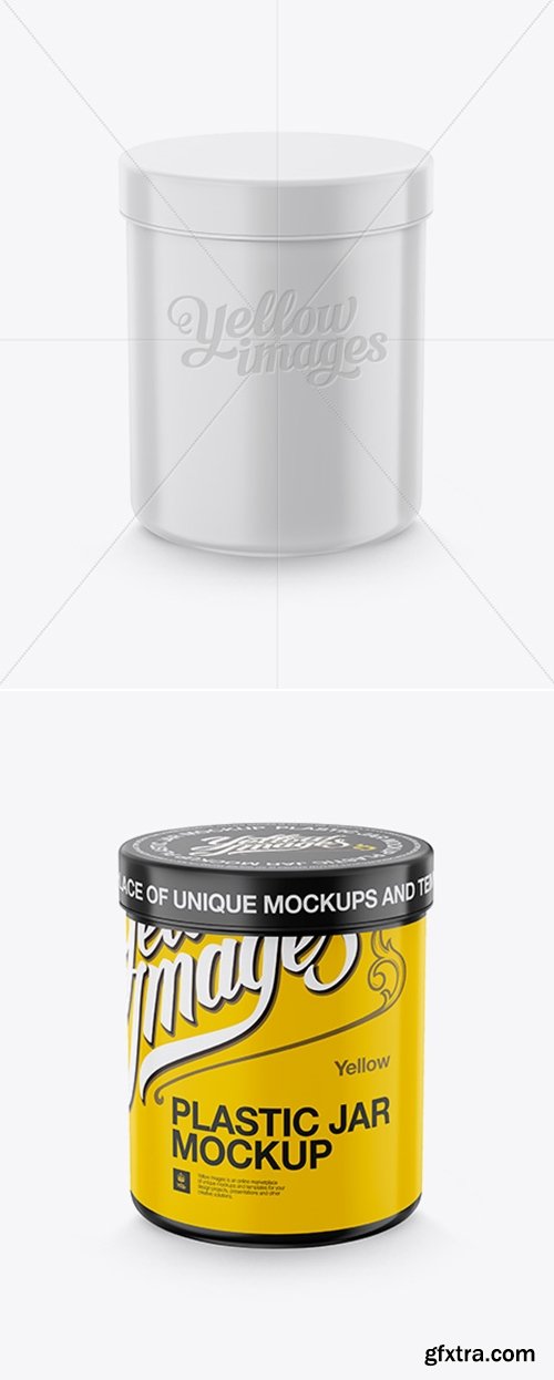 YellowImages - Cylindrical Plastic Jar Mockup - High-Angle Shot 12689