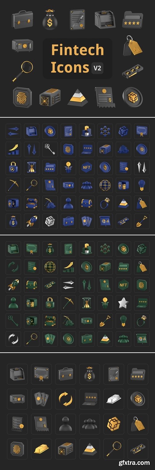 Fintech 3D Icons Pack Vol. 2 Ui8.net