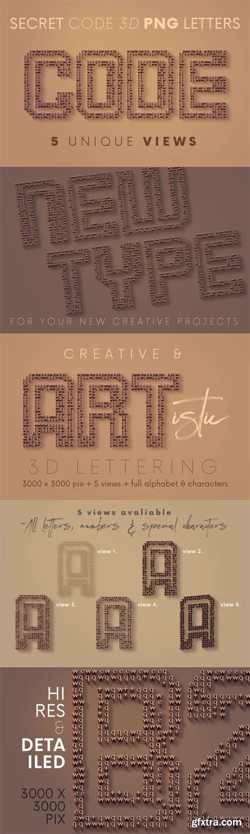 Secret Code 3D PNG Alphabet