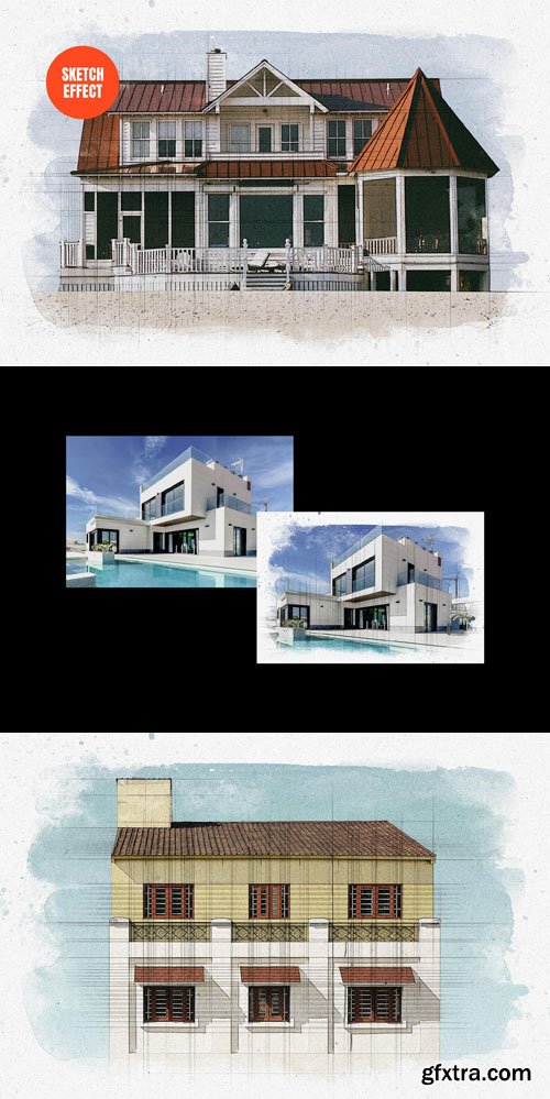Architect Watercolor Sketch Effect for Photoshop