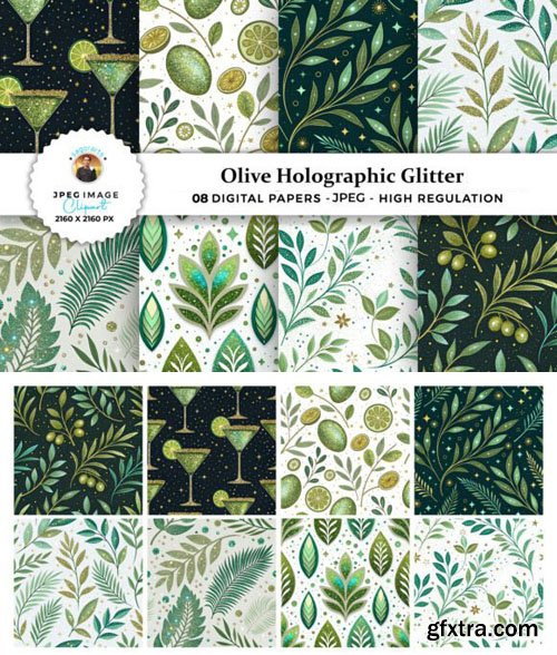 Olive Holographic Glitter Textures