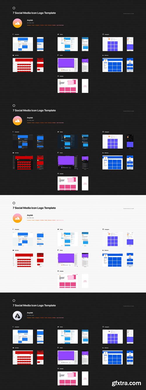 Asylab - 7 Social Media Template + 225 Icons Mockups