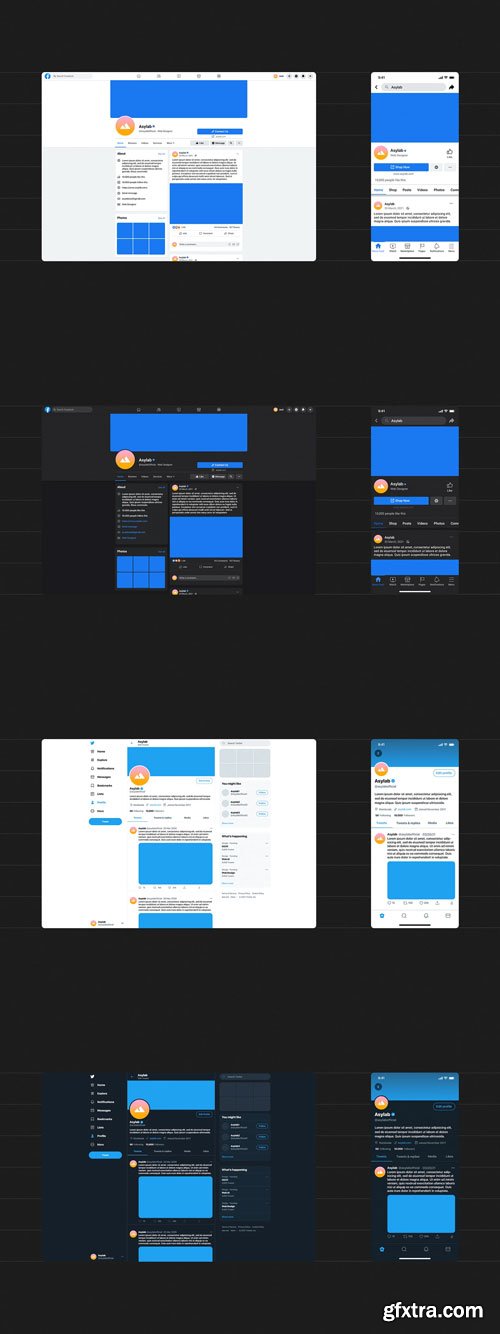 Asylab - 7 Social Media Template + 225 Icons Mockups