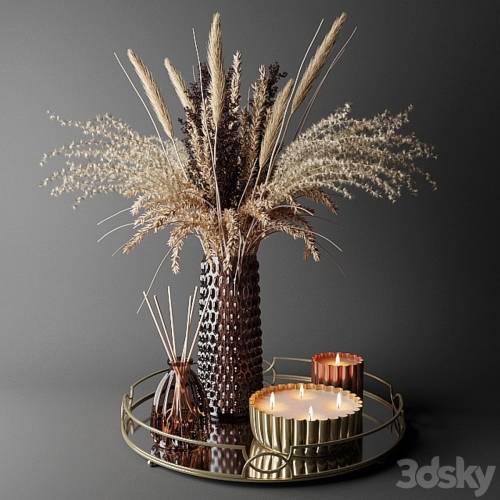 '3dsky Pro - Dry bouquet in the decorative vase | Bouquet of dried flowers in a decorative vase'