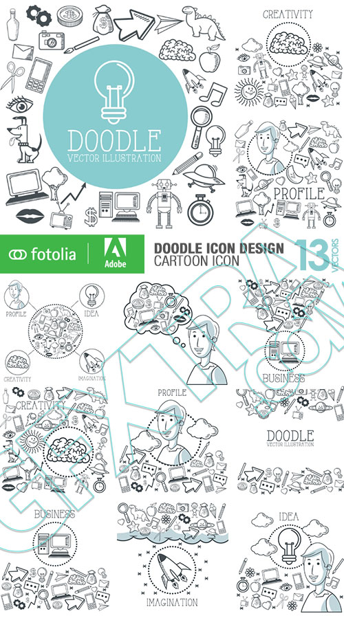 Doodle Icon Design - Cartoon Icon 13xEPS